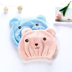 1ps Cartoon Bear Thicken Hair Drying Cap Absorbent Towel Shower Cap