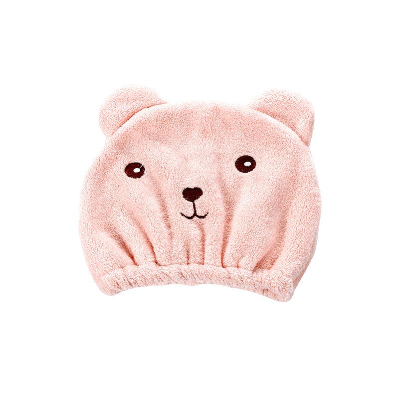 1ps Cartoon Bear Thicken Hair Drying Cap Absorbent Towel Shower Cap