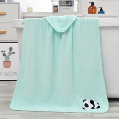 Coral Velvet Bath Towel Panda Pattern Quick Drying Soft Absorbent 70x140cm