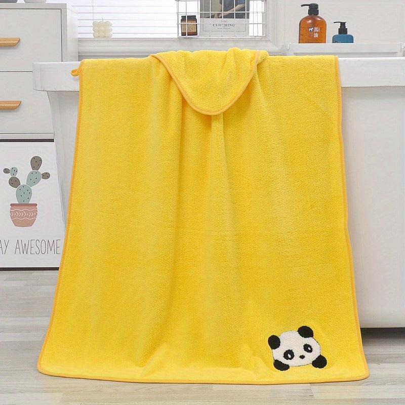 Coral Velvet Bath Towel Panda Pattern Quick Drying Soft Absorbent 70x140cm