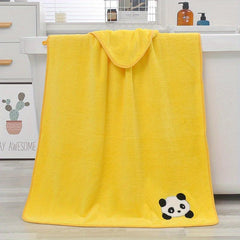 Coral Velvet Bath Towel Panda Pattern Quick Drying Soft Absorbent 70x140cm