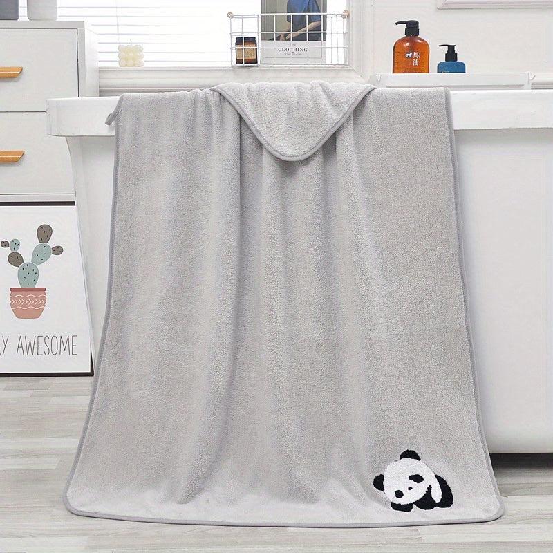 Coral Velvet Bath Towel Panda Pattern Quick Drying Soft Absorbent 70x140cm