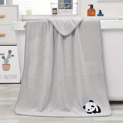 Coral Velvet Bath Towel Panda Pattern Quick Drying Soft Absorbent 70x140cm