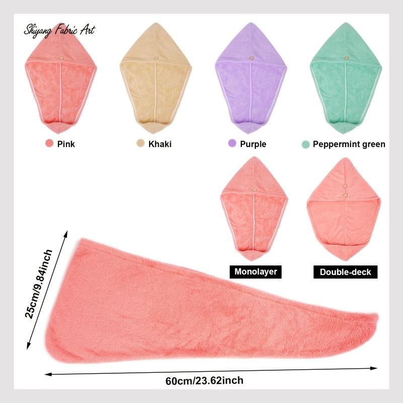 Hair Towel With Button Absorbent Hair Towel Wrap For Curly Hair Fast Drying