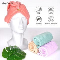 Hair Towel With Button Absorbent Hair Towel Wrap For Curly Hair Fast Drying
