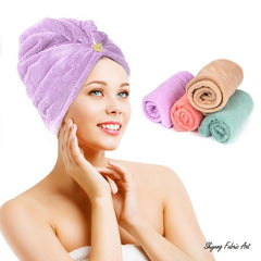 Hair Towel With Button Absorbent Hair Towel Wrap For Curly Hair Fast Drying