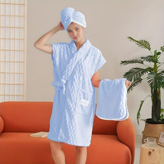 Coral Fleece Bathrobe Hand Towel Set High Absorption Towel