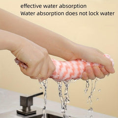3pcs Wave Stripe Hand Towel Soft Absorbent Thickened Dishcloth