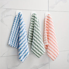 3pcs Wave Stripe Hand Towel Soft Absorbent Thickened Dishcloth