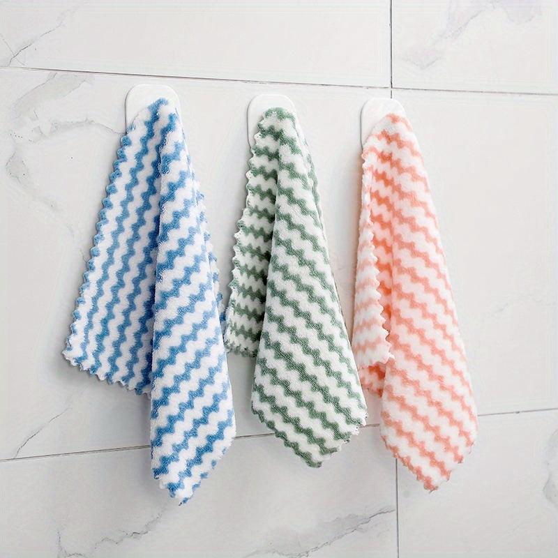 3pcs Wave Stripe Hand Towel Soft Absorbent Thickened Dishcloth