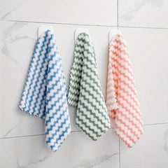 3pcs Wave Stripe Hand Towel Soft Absorbent Thickened Dishcloth
