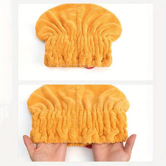 Bow Decor Hair Drying Cap Soft Towel for Women's Bathroom