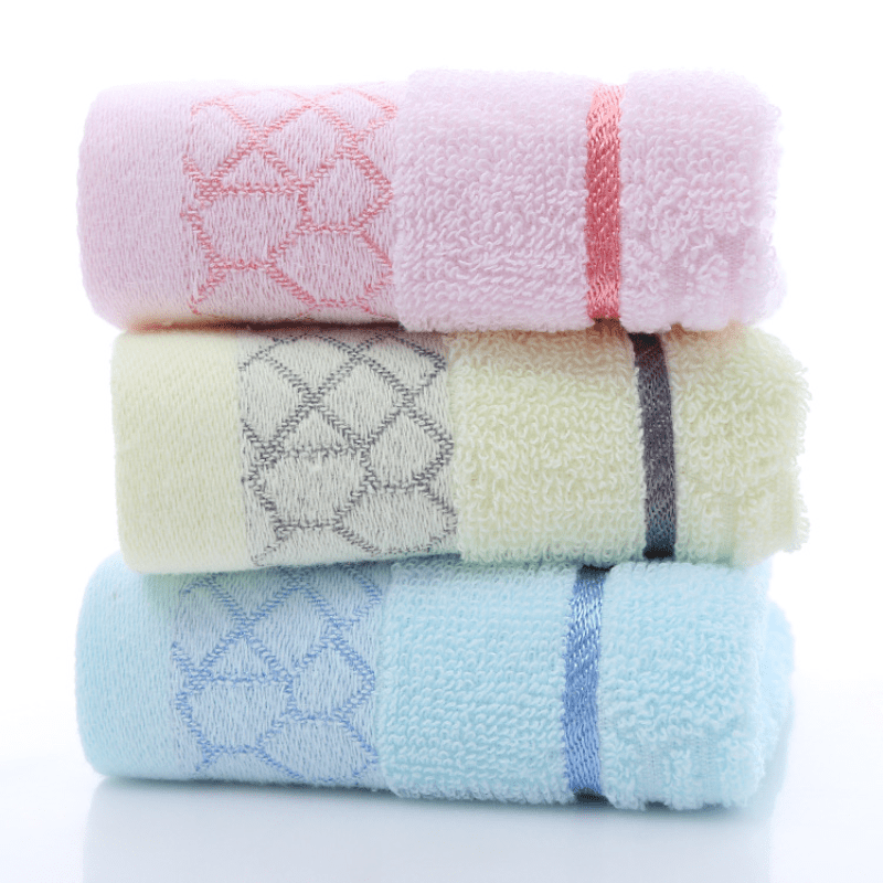 3pcs Cotton Square Towel Plain Small Towel Washcloth Solid Absorbent Washcloth
