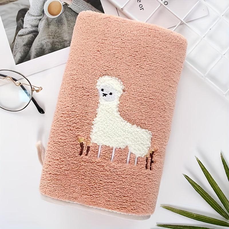 Alpaca Embroidered Hand Towel Coral Fleece Soft Skin-friendly Face Towel