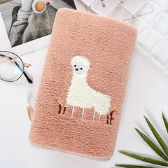 Alpaca Embroidered Hand Towel Coral Fleece Soft Skin-friendly Face Towel