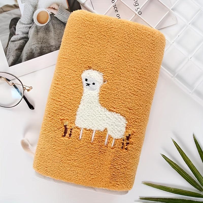 Alpaca Embroidered Hand Towel Coral Fleece Soft Skin-friendly Face Towel