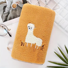 Alpaca Embroidered Hand Towel Coral Fleece Soft Skin-friendly Face Towel