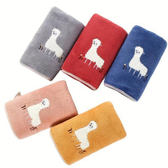 Alpaca Embroidered Hand Towel Coral Fleece Soft Skin-friendly Face Towel