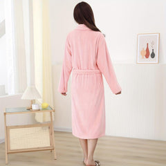 Women's Long Sleeve Bathrobe Soft Absorbent Belt Bath Wrap Towel