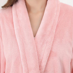 Women's Long Sleeve Bathrobe Soft Absorbent Belt Bath Wrap Towel