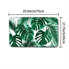 Green Leaves Shower Curtain Blanket Set Bathroom Decor