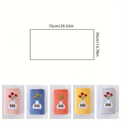 Rose Flower Embroidered Hand Towel Coral Fleece Soft Face Quick Dry Absorbent