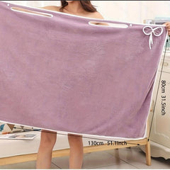 Coral Velvet Shower Skirt Thickened Soft Absorbent Bow Bath Towel