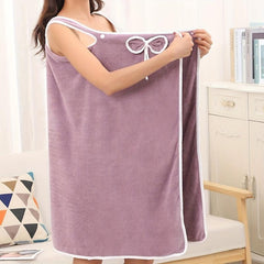 Coral Velvet Shower Skirt Thickened Soft Absorbent Bow Bath Towel
