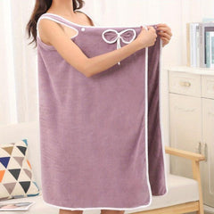 Coral Velvet Shower Skirt Thickened Soft Absorbent Bow Bath Towel