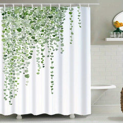 Green Leaves Shower Curtain Waterproof Mildew-Proof Bathroom Decor