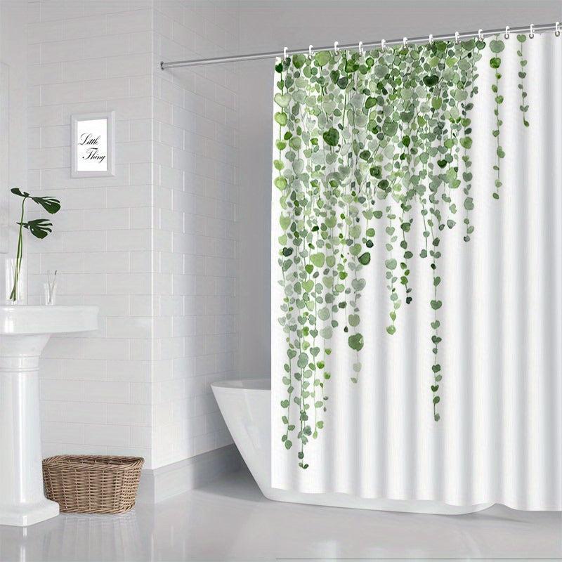 Green Leaves Shower Curtain Waterproof Mildew-Proof Bathroom Decor
