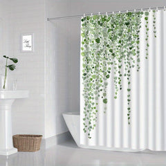 Green Leaves Shower Curtain Waterproof Mildew-Proof Bathroom Decor