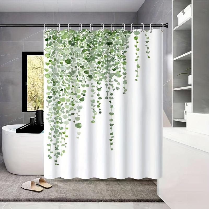 Green Leaves Shower Curtain Waterproof Mildew-Proof Bathroom Decor