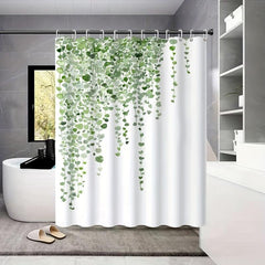 Green Leaves Shower Curtain Waterproof Mildew-Proof Bathroom Decor