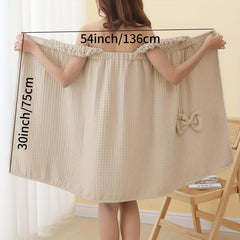 Waffle Bath Towel Bowknot Bath Skirt Women Bath Wrap Towel Adjustable Bathrobes