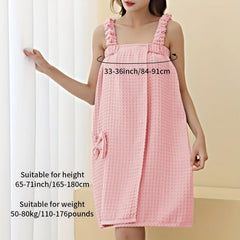 Waffle Bath Towel Bowknot Bath Skirt Women Bath Wrap Towel Adjustable Bathrobes