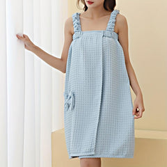 Waffle Bath Towel Bowknot Bath Skirt Women Bath Wrap Towel Adjustable Bathrobes