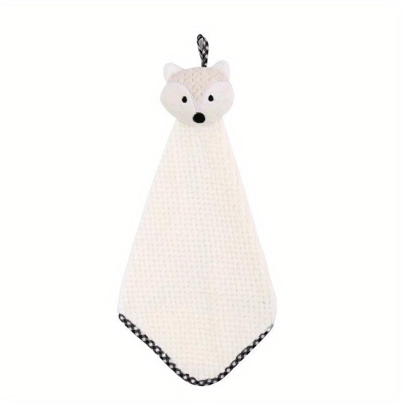 Fox Head Hand Towel Coral Fleece Soft and Absorbent Dishcloth