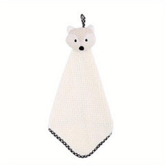 Fox Head Hand Towel Coral Fleece Soft and Absorbent Dishcloth