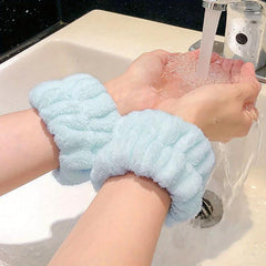 2pcs Fuzzy Bath Wristband Polyester Face Washing Wristlet