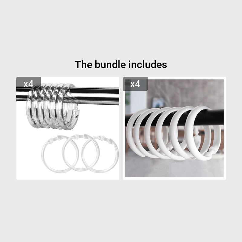 12pcs O Shape Plastic Shower Curtain Rings - Easy to Install & Maintain
