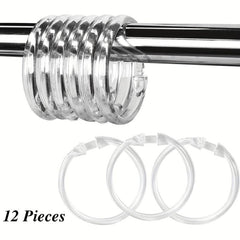 12pcs O Shape Plastic Shower Curtain Rings - Easy to Install & Maintain