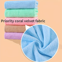 5pcs Coral Velvet Hand Towel Soft Skin-friendly Quick-drying Absorbent Towel