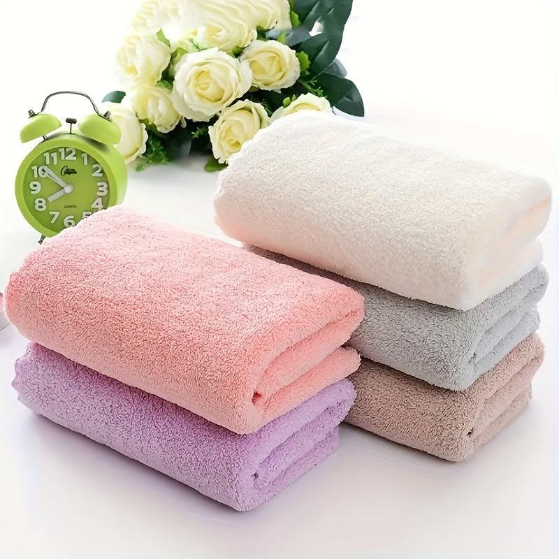 Soft Coral Fleece Hand Towel - Absorbent Plain Towel for Home Bathroom