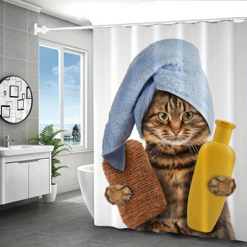 Waterproof Cat Pattern Shower Curtain for Bathroom Decor