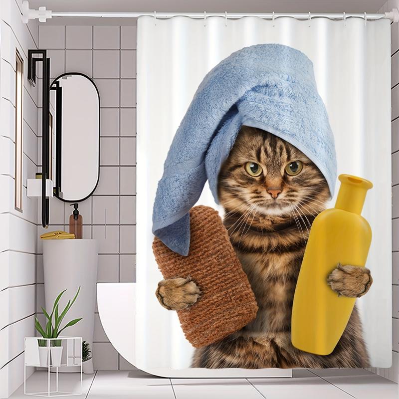 Waterproof Cat Pattern Shower Curtain for Bathroom Decor
