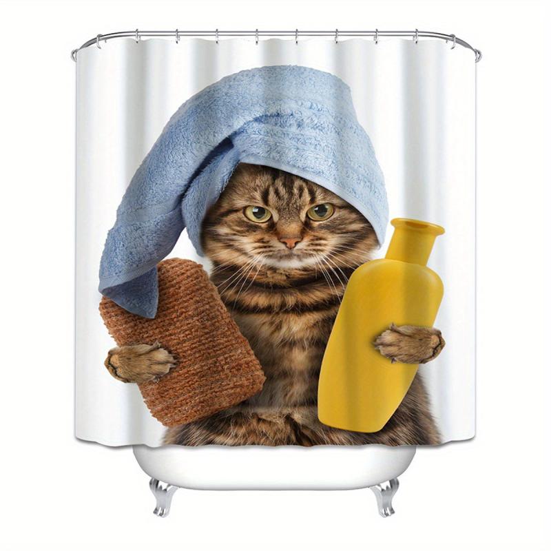 Waterproof Cat Pattern Shower Curtain for Bathroom Decor
