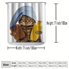 Waterproof Cat Pattern Shower Curtain for Bathroom Decor