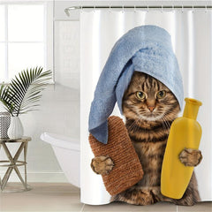 Waterproof Cat Pattern Shower Curtain for Bathroom Decor