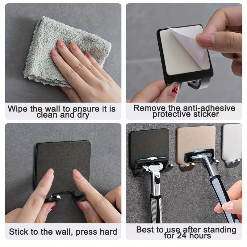 Stainless Steel Razor Holder Bathroom Storage Hook Shaver Shelf